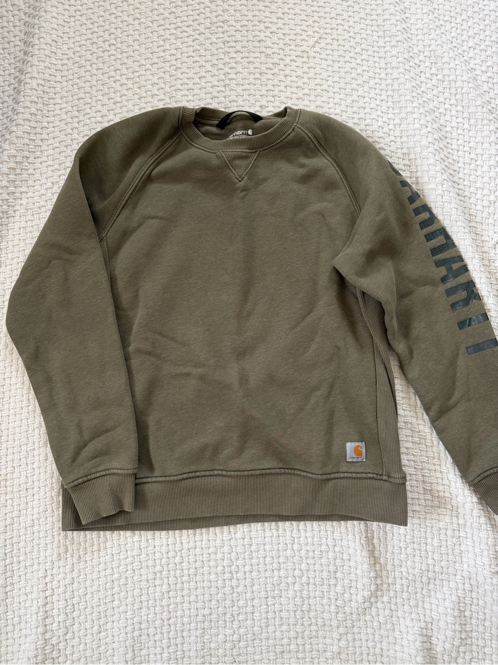 Carhartt Olive Crewneck Sweatshirt with Sleeve Logo